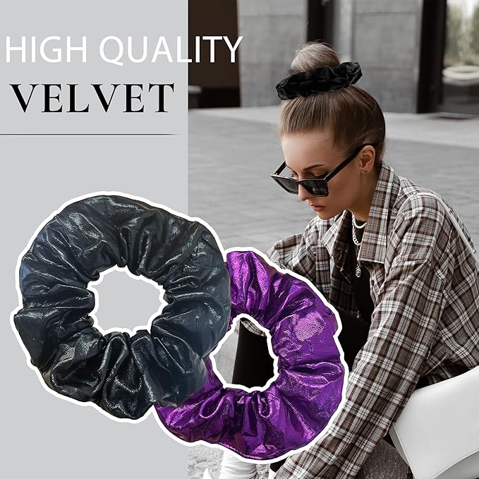 12 Pcs Scrunchies for Women, Shiny Metallic Satin Hair Bands, Bulk Elastic Hair Scrunchie for Thick Hair, Colorful Hair Accessories for Ponytail Holder(Classic Metallic)