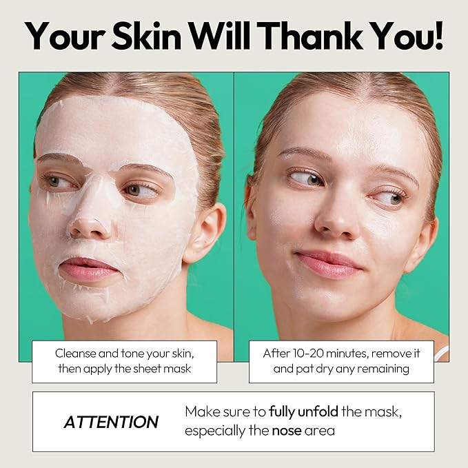 LAPCOS Cica Sheet Mask - Regenerating & Soothing Face Masks with Niacinamide & Centella Asiatica for Dull, Damaged Skin Barrier - Highly Breathable Bamboo Sheet - Korean Skin Care (Pack of 5)