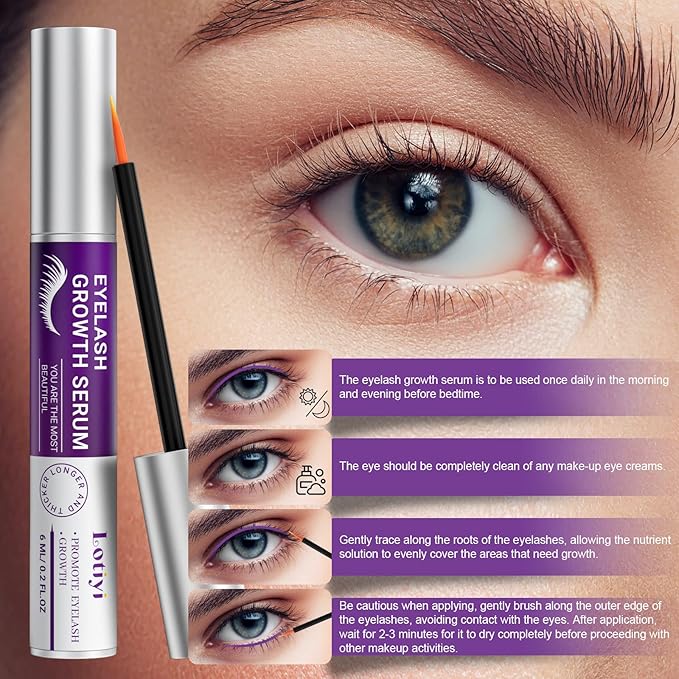 Eyelashes Growth Serum -6ml Eyelash Growth Serum for Natural Lashes & Extensions & Eyebrows, Thicker, Fuller & Longer Looking
