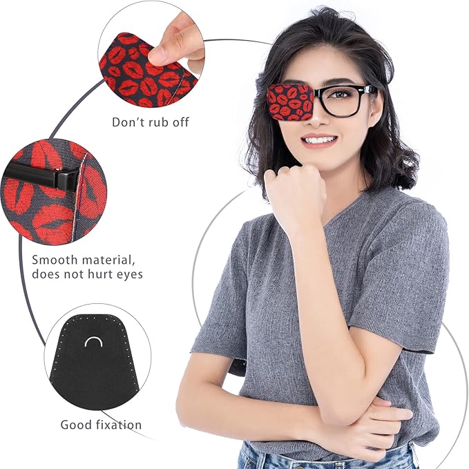 Sosation 10 Pcs Eye Patches for Adult Left Right Eye, Eyepatch for Glasses, Mixed Styles