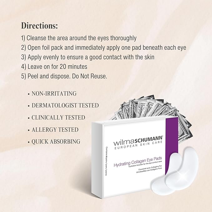 WILMA SCHUMANN Collagen Under Eye Patches, Dark Circle & Wrinkles Under Eye Mask, Pack of 5