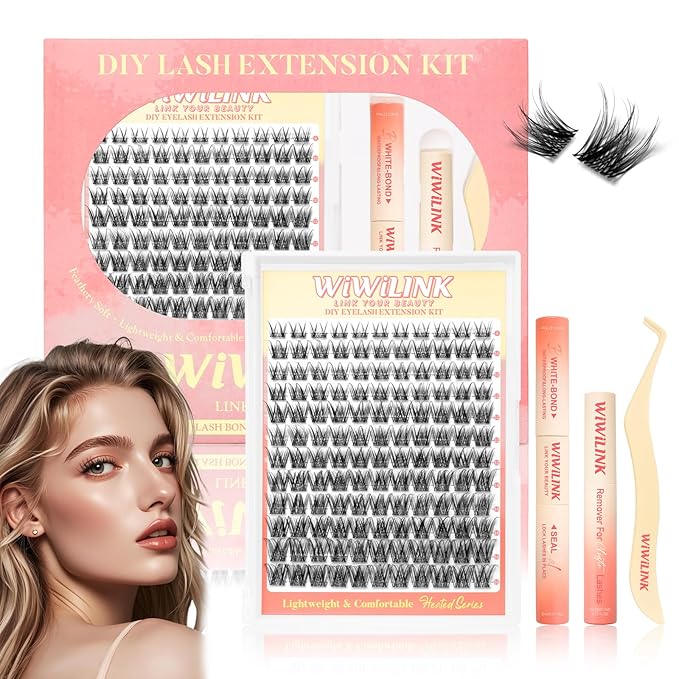 Natural Lash Clusters Filt DIY Lash Extension Kit and Wispy Eyelash Clusters 8-16mm with Bond, Seal, and Remover D Curl Lashes Clusters Invisible Band False Eyelashes Kit