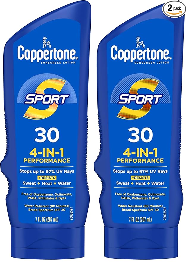 Coppertone SPORT Sunscreen SPF 30 Lotion,Water Resistant Sunscreen,Body-Sunscreen Lotion,7 Fl Oz,(Pack of 2)