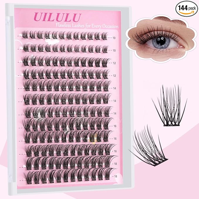 Natural Lash Clusters 10-18mm Mix D Curl Eye Lashes Wispy Lash Clusters False Eyelash Clusters DIY Eyelash Extensions Individual Cluster Lashes (U14 Lash Only)