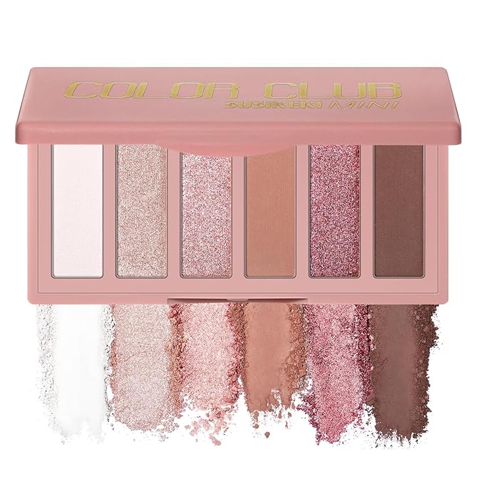 SUSIKEKI 6 Colors Mini Eyeshadow Makeup Palette Blush-colored Neutral Tone Eye Shadow Matte & Shimmer Nude Make Up Pallet with Mirror Blendable Highly Pigmented Travel Size Gift Kit 03