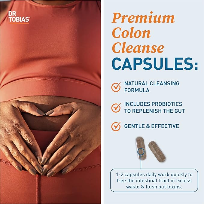 Dr. Tobias Colon Cleanse - Constipation Relief & Gut Health Support for Women & Men | 14 Day Colon Cleanser for a Gentle Colon Detox & Gut Flush - 2 Bottles of 28 Capsules