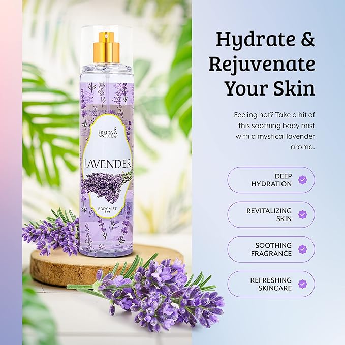 Home Spa Gift 10oz Deep Moisturizing Fragrance Body Lotion & 8 oz. Fine Fragrance Body Mist Set Luxury Self-Care Combo for Women and Girls (Lavender) – Mother's Day Gift for Mom