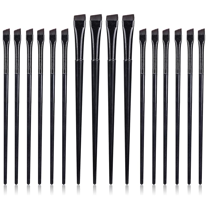 16 Pcs Eyeliner Brush Eyebrow Tint Brushes Brow Brushes Set Flat Tapered Eyebrow Concealer Ultra Thin Christmas Makeup Brush Fine Angled Slanted Eye Shadow Applicator Sticks Brushes