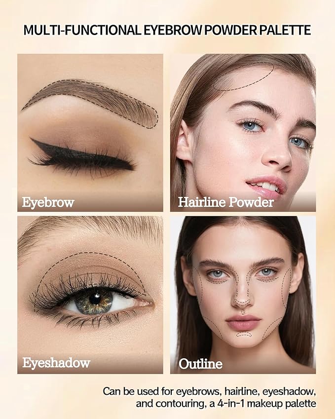 Eyebrow Powder Makeup Kit,2 Colors Waterproof Long Lasting Brown/Grey Eye Brow Tinting Powder Palette,Professional Eyebrow Filler Makeup Gifts for Women with Mirror Brow Brush & Razor-Set 02#