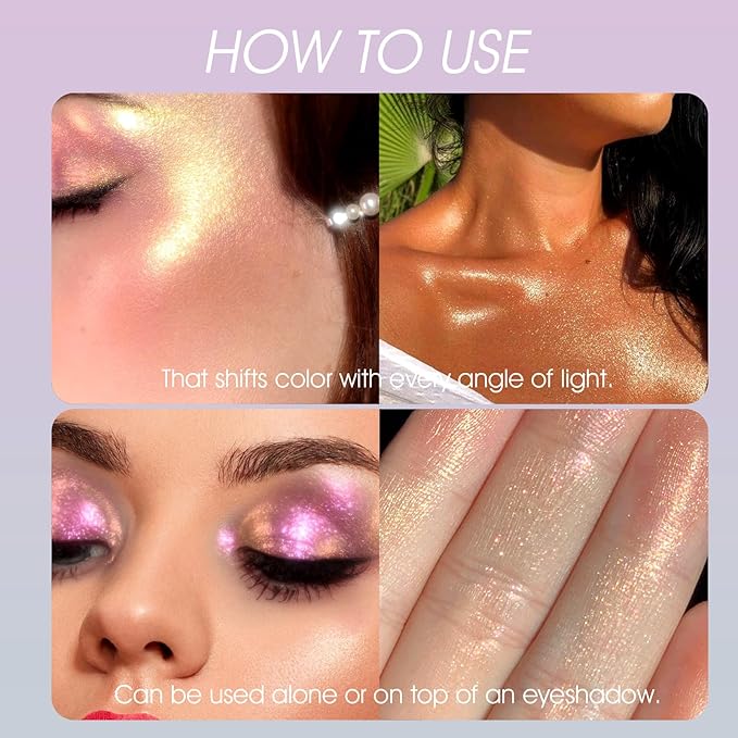 Metallic Liquid Chameleon Eyeshadow, Multi-Dimensional Eye Looks, Long-lasting Holographic Glitter Multichrome Eyeshadows Makeup (#002+006+013)