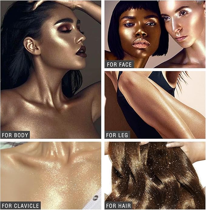 HOSAILY Body Glitter Spray - Silver Body Shimmer for Face, Hair & Body, Moisturizing Luminizer Glow Illuminator, Quick-Drying Sparkling Glitter Spray Liquid Highlighter Makeup (#01)