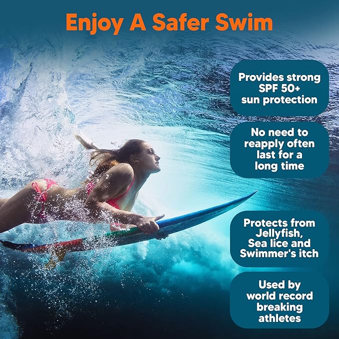 Safe Sea Jellyfish Sting-Blocking Sunscreen, SPF 50+ Lotion 4oz, Waterproof, Biodegradable – Body and Face Sunscreen, Anti-Jellyfish and Sea-Lice sting protection.