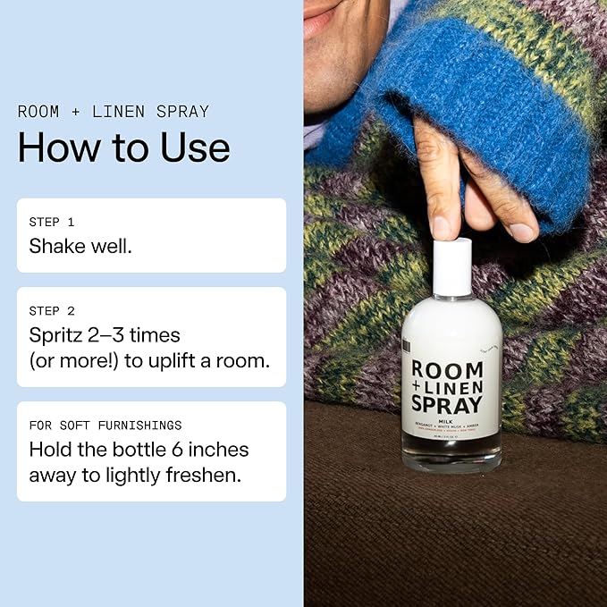 DedCool Room + Linen Spray in Xtra Milk | Natural Fabric & Linen Spray | Non-Toxic, Essential Oil Infused | Freshens Home, Bedding, Couch, Closet & Bath | 3.5 fl oz