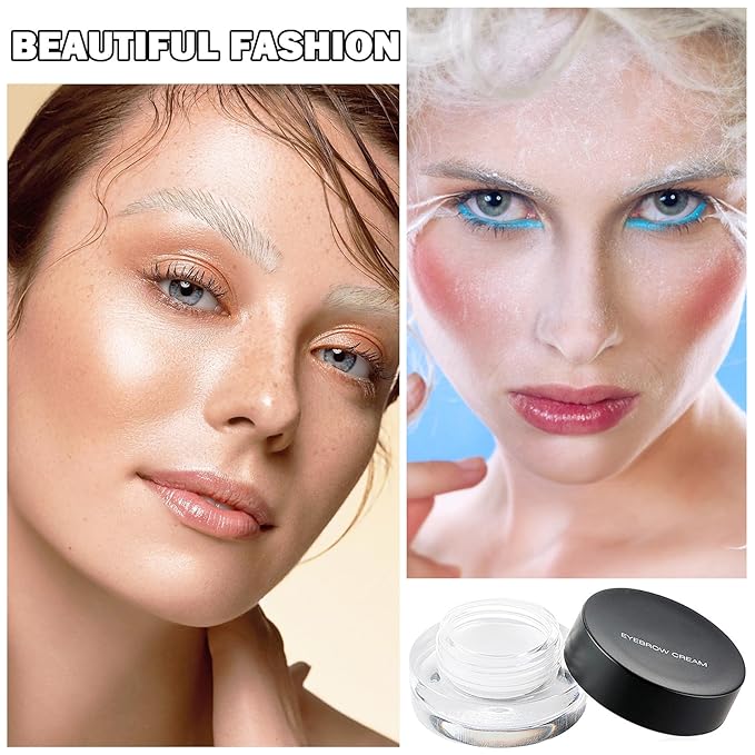 Eyebrow Pomade Cream,Brow Pomade Gel Naturally Long Lasting Waterproof,Delicate and Smooth Eye Brow Makeup Cosmetics with Eyebrow Brush - White