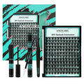 Lash Extension Kit 3D Effect Lash Clusters Kit 144pcs D Curl Eyelash Extension Kit with Lash Bond and Seal Lash Remover Lash Tweezers for Lash Clusters Eyelash Clusters Kit (Twilight, D-10-18mm Kit)