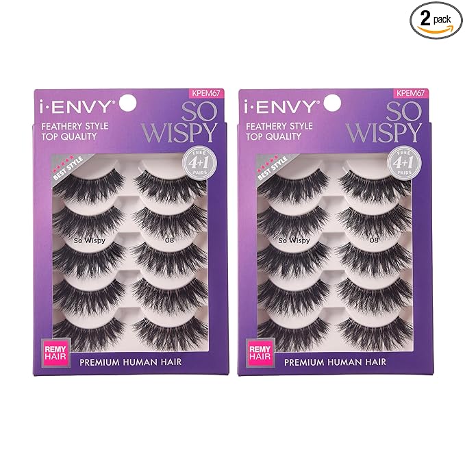 i•ENVY 10 Pairs So Wispy False Lashes (2 Pack), Premium Quality 100% Human Hair, Fluffy Feathered Eyelashes with Volume & Curl, Natural Look, Lightweight, Comfortable, Reusable for Everyday Wear