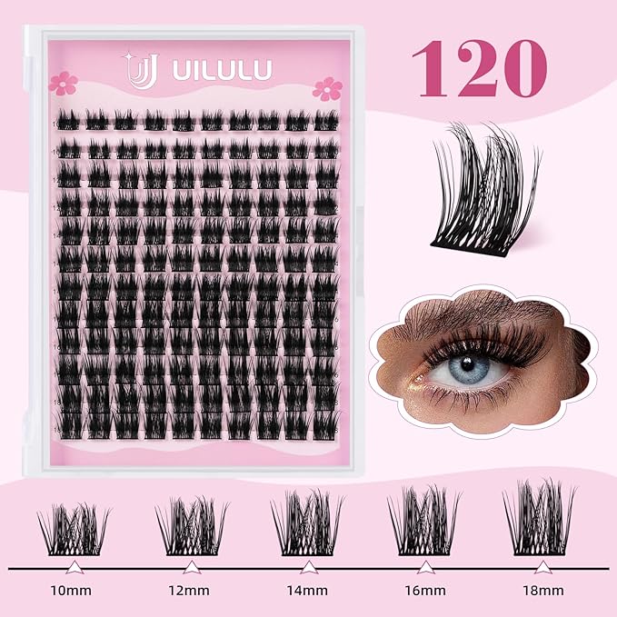Uilulu Lash Clusters 10-18mm Natural Lashes Clusters D Curl False Eyelash Clusters DIY Eyelash Extensions Individual Cluster Lashes (U05 Lashes Only)