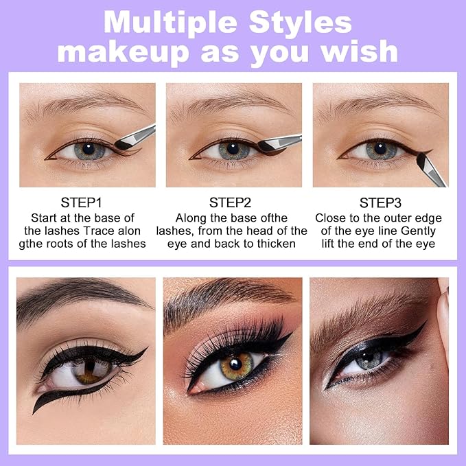LAVONE Eyeliner Set - Waterproof Makeup Kit with Liquid Eye Liner Pencil, Gel Eyeliner and Angled Eye Liner Brush, Waterproof, Smudge Resistant, Long Lasting Formula - Light Brunette