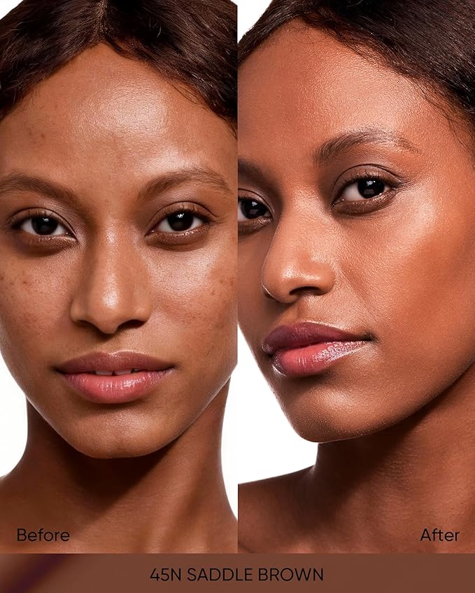 SKINTIFIC Full Coverage Cushion Foundation #45N Saddle Brown| Satin Glow Finish, Oil-Control & Waterproof, Buildable Tattoo Cover Cushion for All Skin Types