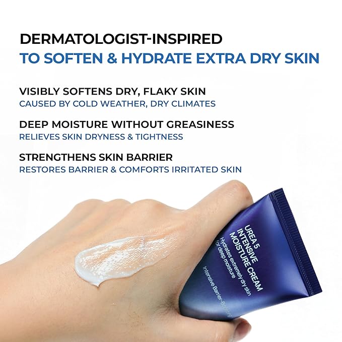 JUMISO Urea 5 Intensive Moisture Cream - Korean Face Moisturizer for Extremely Dry Flaky Skin - Deep Hydrating, Barrier Strengthening with Ceramide NP, Panthenol, TECA Liposome, Fragrance Free, 2.7 oz