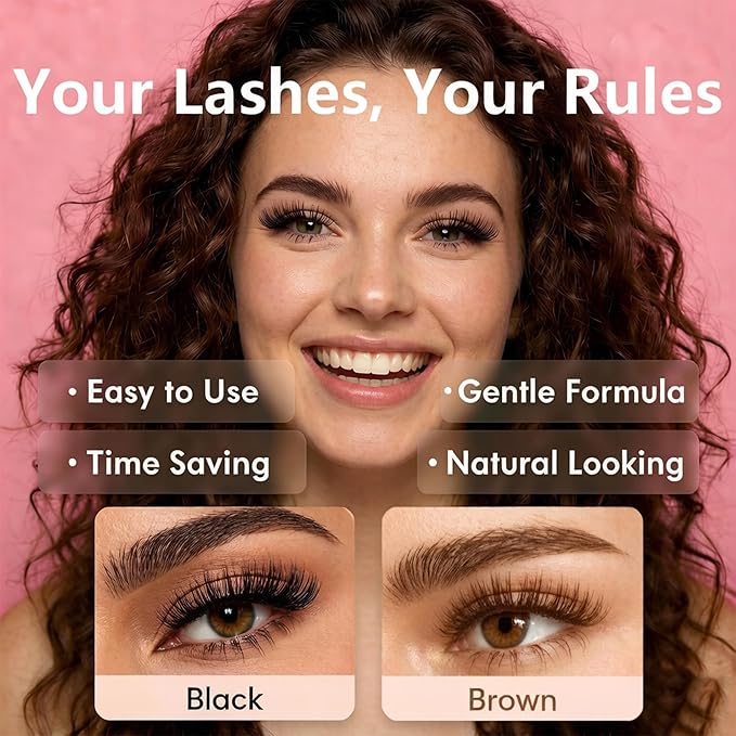 Lash Lift and Color Kit, At-Home DIY Lash Perm with Long Lasting Curl & Natural Look, Upgraded Glue, Temporary Brown Lash & Brow Color, Complete Salon Grade Tools for Beginners and Professionals