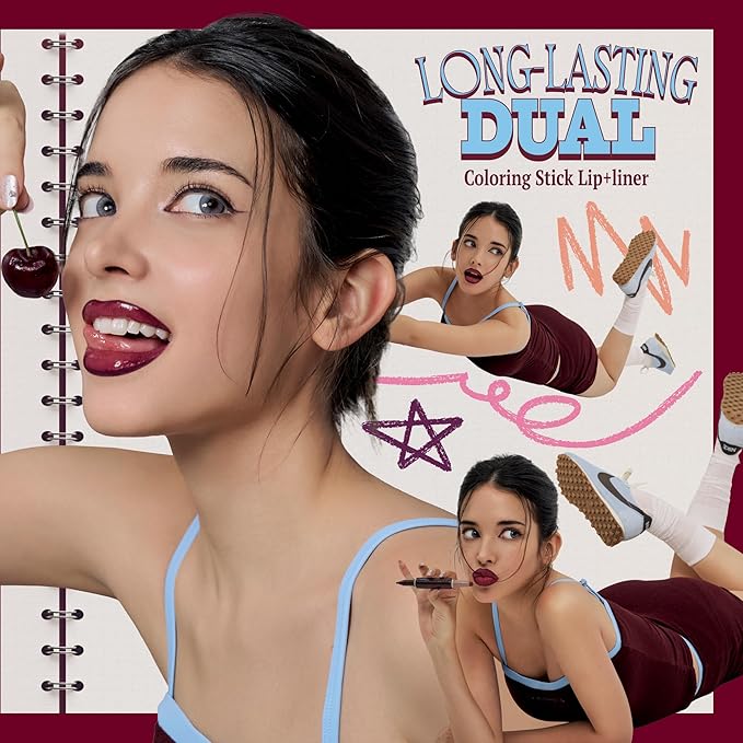 fwee Long Lasting Dual Coloring Stick Lip Liner, Spill Tea | All-in-one dual stick, Retractable Lip Liner Lipstick Combo, Satin Finish | Powerful fixing, Smudge-proof, Brown | 1.2g (04 Spill Tea)