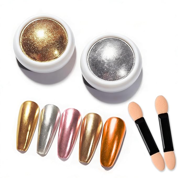 Holographic Mirror Gold White Pearl Chrome Nail Powder Kit Metallic Effect Dust UV Gel Red Silver Nail Chrome Pigment for Nails Set Art Decoration