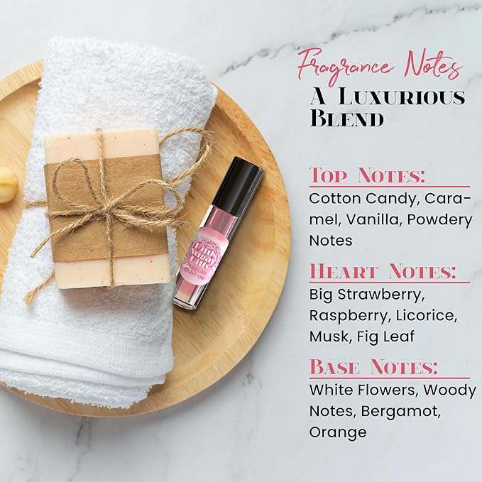 MOBETTER FRAGRANCE OILS Pink Sugar Hills Women Perfume Body Oil, notes of raspberry, cotton candy, and vanilla, creating a floral and fruity scent, travel size long lasting scent
