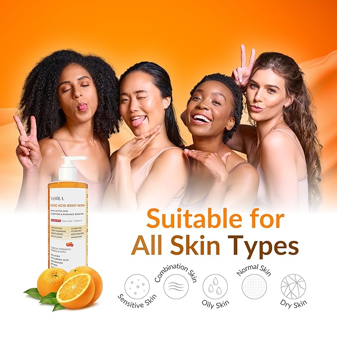 Nasola Kojic Acid Body Wash – Turmeric & Vitamin C Skin Brightening Shower Gel for Deep Gentle Moisturizer – Hydrating Women & Men Body Wash for All Skin Types – 11.8 fl oz