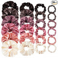 24 Pcs Hair Ties Scrunchies for Women Big Satin Scrunchie for Girls Seamless Elastic Hair Bands Soft Small Hair Tie for Thick Thin Hair Ponytail Holders Accessories