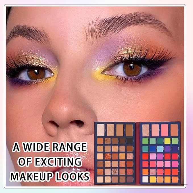 68 Colors Eyeshadow Palette,Matte Glitter Eyeshadow Makeup Palette with Eyeshadow Brush,Highly Pigmented Colorful Shimmer Eye Shadow Palette Makeup Kit for Women