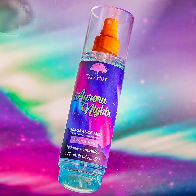 Tree Hut Aurora Nights Hair & Body Mist, Hydrating & Alcohol-Free Body-Spray, Fragrance with Warm Pistachio & Toasted Marshmallow Notes, Alcohol-Free Formula, Versatile Body Spray, 6 Fl Oz.(Pack of 2)