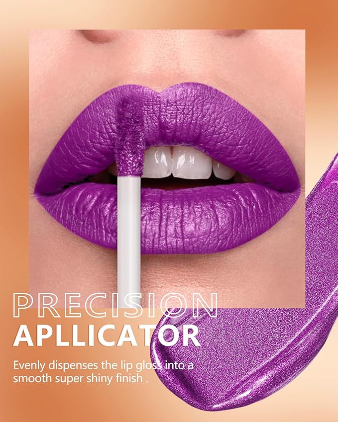 MAKI YIKA Purple Lipstick for Women Metallic Lipsticks for Mother Glitter Long Lasting Lipstick No Smudge No Transfer Liquid Lip Gloss (BR18 Amethyst)