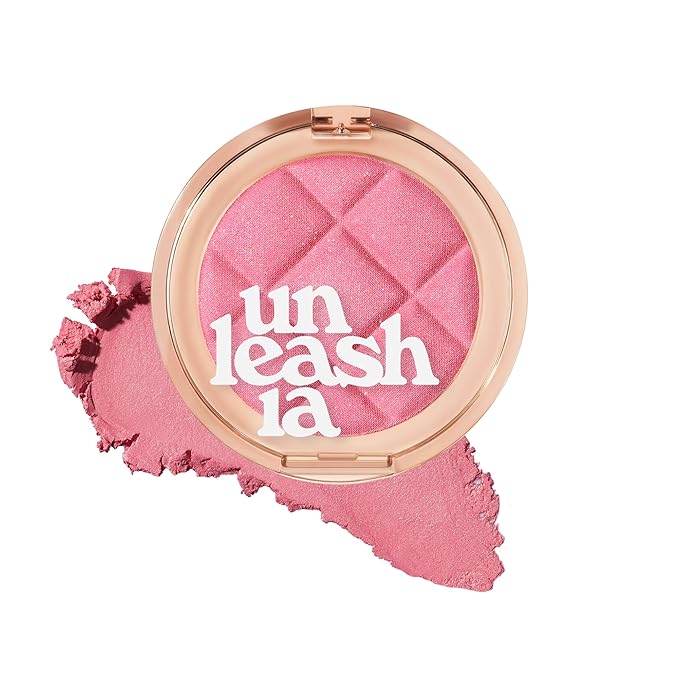 UNLEASHIA Dough Dough Waffle Blush, Pressable Bouncy Jelly Texture, Cream-to-Powder Blush with Shimmer, Lightweight & Long-Lasting, Glowy Radiant Cheeks (No.1 Peachy Batter)