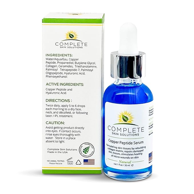 Copper Peptide Face Serum Collagen - With Anti Aging Skin Solutions Properties:1oz/30ml Anti-Wrinkle Formula For Youthful Skin