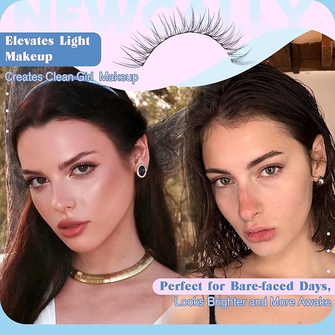 Natural Short Lash Clusters 9-12MM Cluster Eyelash Extensions C-curly Wispy Eyelash Clusters Individual Lashes DIY Lash Extension at Home for Beginners by Newcally