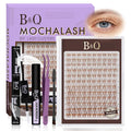 B&Q Brown Velure Lash Clusters Kit Natural Lashes Clusters, Wispy Light Brown Eyelash Cluster Kit C-8-16mm DIY Lash Eyelashes for Fair/Dark Hair, Lightweight & Invisible Band(Mochalash Velure 05 Set)