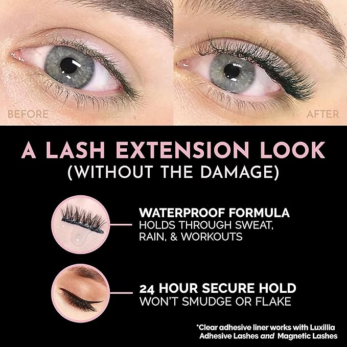 Luxillia SMARTLASH Self Adhesive Lash Clusters Kit - 5 Pairs Press On Lashes with 2 Clear Adhesive Eyeliners & Tweezers, No Glue Needed Eyelashes for Beginners - Waterproof DIY Lash Extension Kit