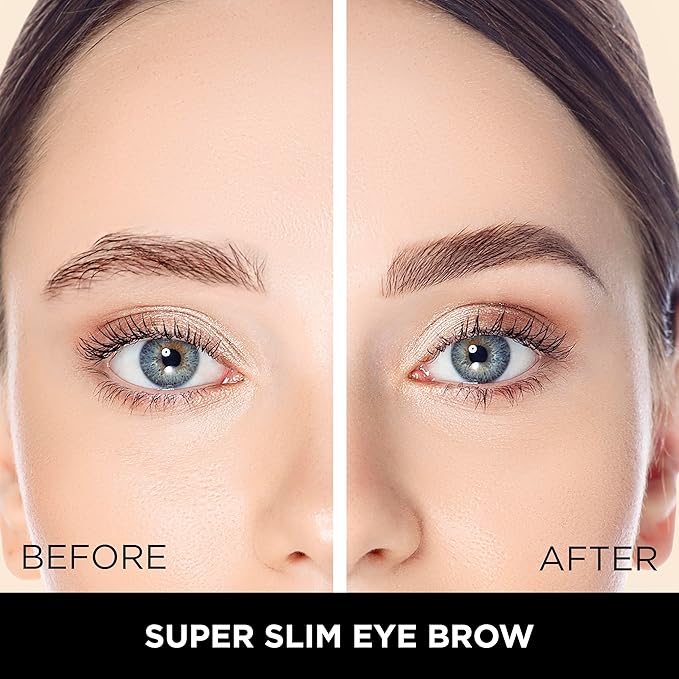 Absolute New York Super Slim Brow Pencil, Fine Point, Dual Ended, Fade Resistant and Long Lasting (Pecan)