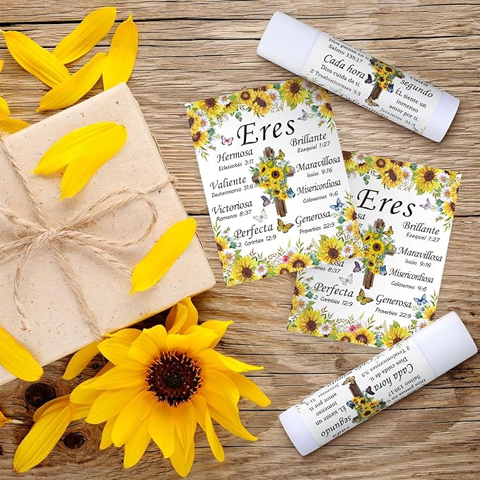 50 Pcs Christian Gifts for Women Spanish Religious Lip Balm Bulk Bible Verse Spanish Mother's Day Gifts for Women Faith Religious Scripture Church Party Favor for Teacher Nurse Coworker Employee