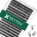 KEYYOU Lash Clusters 300pcs Individual Lashes 50D 0.07D Curl 14mm DIY Eyelash Extension Large Tray Volume Soft&Natural Cluster Lashes(50D-0.07D,14）