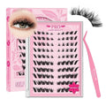 PROLASHBEAUTY Self Adhesive Eyelashes Butterfly Lash Clusters Self Adhesive Lashes No Glue Needed Lashes 10-16MM Pre Glued Eyelashes Clusters with Anti-Stick Tweezer(Butterfly,10-16mix)