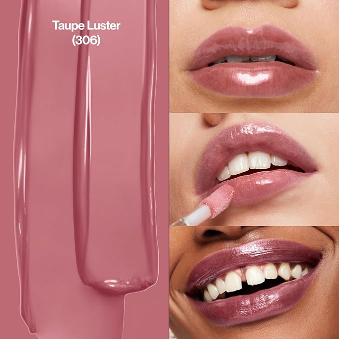 REVLON Super Lustrous Lip Gloss,Non-Sticky,Hydrating,High Shine Finish,306 Taupe Luster,0.13 oz,(Pack of 2)