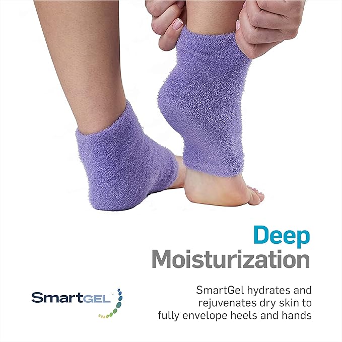 NatraCure Moisturizing Gel Heel Sleeves and Gloves - Lavender (for Dry Skin, Hands, Feet & Cuticles)
