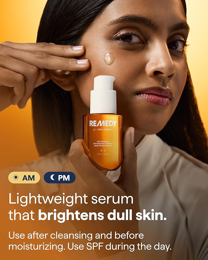 Remedy for Daily Defense | 15% Vitamin C Complex Brightening Serum | Stabilized Vitamin C with Next-Gen Antioxidants, Ferulic Acid, Ectoin | Fragrance Free | By Dermatologist Dr. Shah | 1 Fl Oz