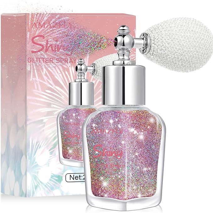 Hair and Body Glitter Spray, Shimmering Powder Sparkle Powder Makeup, Glitter Loose Sparkle Makeup for Body Highlighter,Festival Prom Rave Accessories (Metallic Beauty Beam)