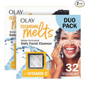 Olay Face Wash, Vitamin C Cleansing Melts, Daily Use Gentle Cleanser, For All Skin Types, Travel Size, Soft Citrus Scent, Water-Activated to Clean, Tone, and Refresh, 64ct (2 Pack x 32ct)
