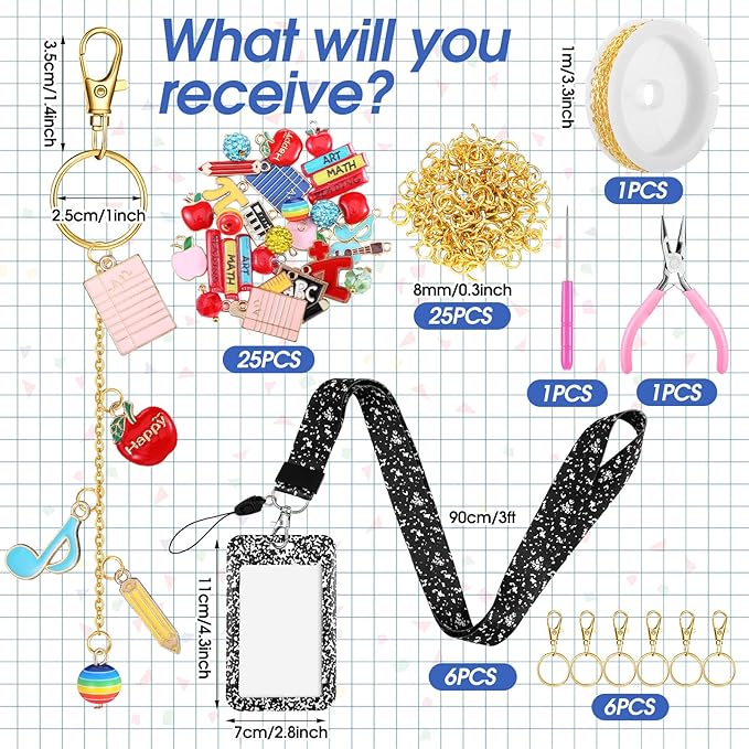 Nosiny 71 Pcs 6 Set Teacher Appreciation Gifts Charms Lip Gloss Keychain ID Badge Holder Thank You Teachers Graduation Gifts