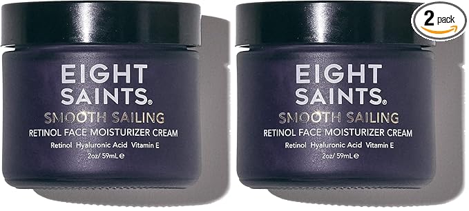 Eight Saints Retinol Facial Moisturizer Cream, For Firming Face, Neck & Eye Wrinkles and Lines, Deep Hydrating Lotion, Fragrance-Free, with Retinol, Hyaluronic Acid, and Vitamin E, 2 Ounces(Pack of 2)