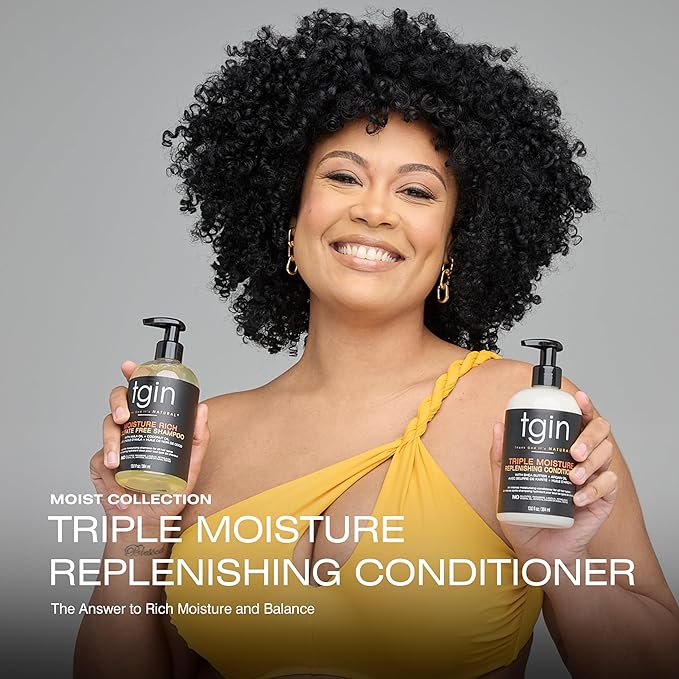 tgin Triple Moisture Replenishing Conditioner for Natural Hair – Conditioner for Women with Deep Hydration for Soft, Shiny, Manageable Curls – Easy Detangling, Frizz Control, Color Safe (13 oz)
